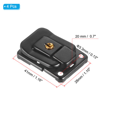 Harfington Koffer-Schloss-Haspe 1,6" x 1,10", 4 Stück Eisen-Knebelverschluss-Schloss mit Schlüsseln/Schrauben Riegelverschluss für Schmuckschatulle Holzkiste Werkzeugkasten, Schwarz