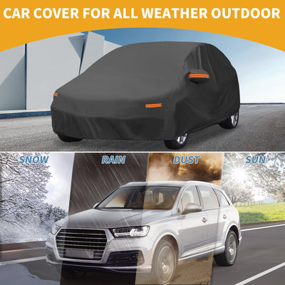 Harfington Car Cover Waterproof All Weather Sun Rain Protection Full Exterior Cover for Volkswagen Polo 2001-2023 210D-PU Black with Reflective Strips