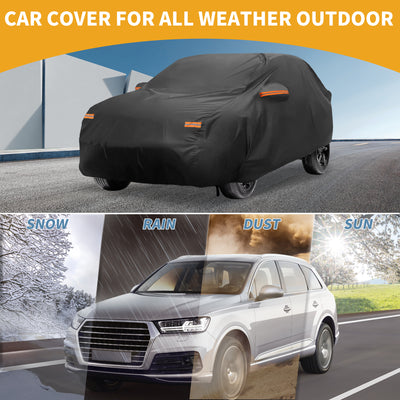 Harfington Car Cover Waterproof All Weather Sun Rain Protection Full Exterior Cover for Hyundai Tucson 2004-2024 210D-PU Black with Reflective Strips