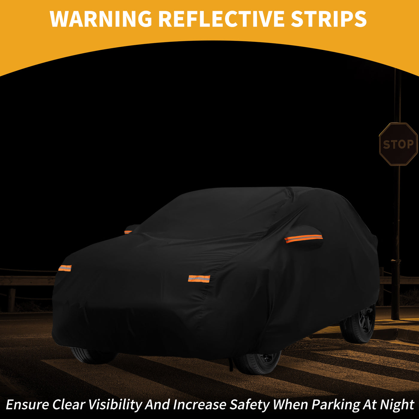 Partuto Car Cover Waterproof All Weather Sun Rain Protection Full Exterior Cover for Hyundai Tucson 2004-2024 210D-PU Black with Reflective Strips