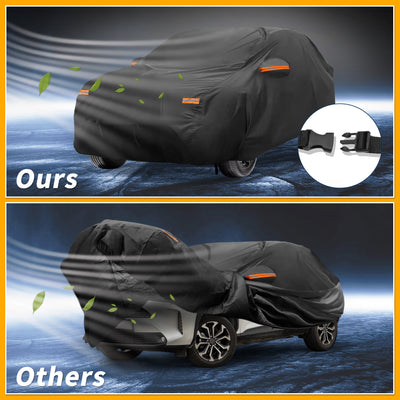 Harfington Car Cover Waterproof All Weather Sun Rain Protection Full Exterior Cover for Toyota Yaris Cross 210D-PU Black with Reflective Strips