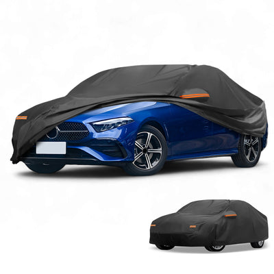 Harfington Car Cover Waterproof All Weather Sun Rain Protection Full Exterior Cover for Mercedes Benz A Class 210D-PU Black with Reflective Strips