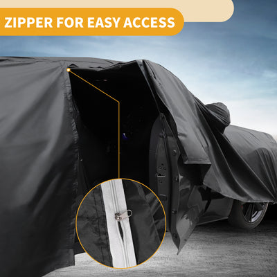 Harfington Car Cover Waterproof All Weather Sun Rain Protection Full Exterior Cover for BMW 2 Series Sedan 210D-PU Black with Reflective Strips