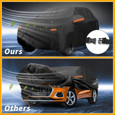 Harfington Car Cover Waterproof All Weather Sun Rain Protection Full Exterior Cover for Audi Q3 2012-2024 210D-PU Black with Reflective Strips