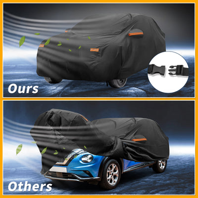 Harfington Car Cover Waterproof All Weather Sun Rain Protection Full Exterior Cover for Nissan Juke 2011-2013 Aluminum Film Black with Reflective Strips