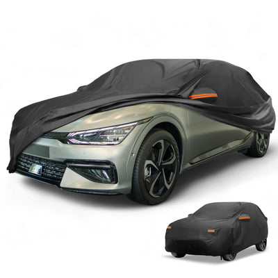 Harfington Car Cover Waterproof All Weather Sun Rain Protection Full Exterior Cover for Kia E-Niro 2016-2023 Aluminum Film Black with Reflective Strips