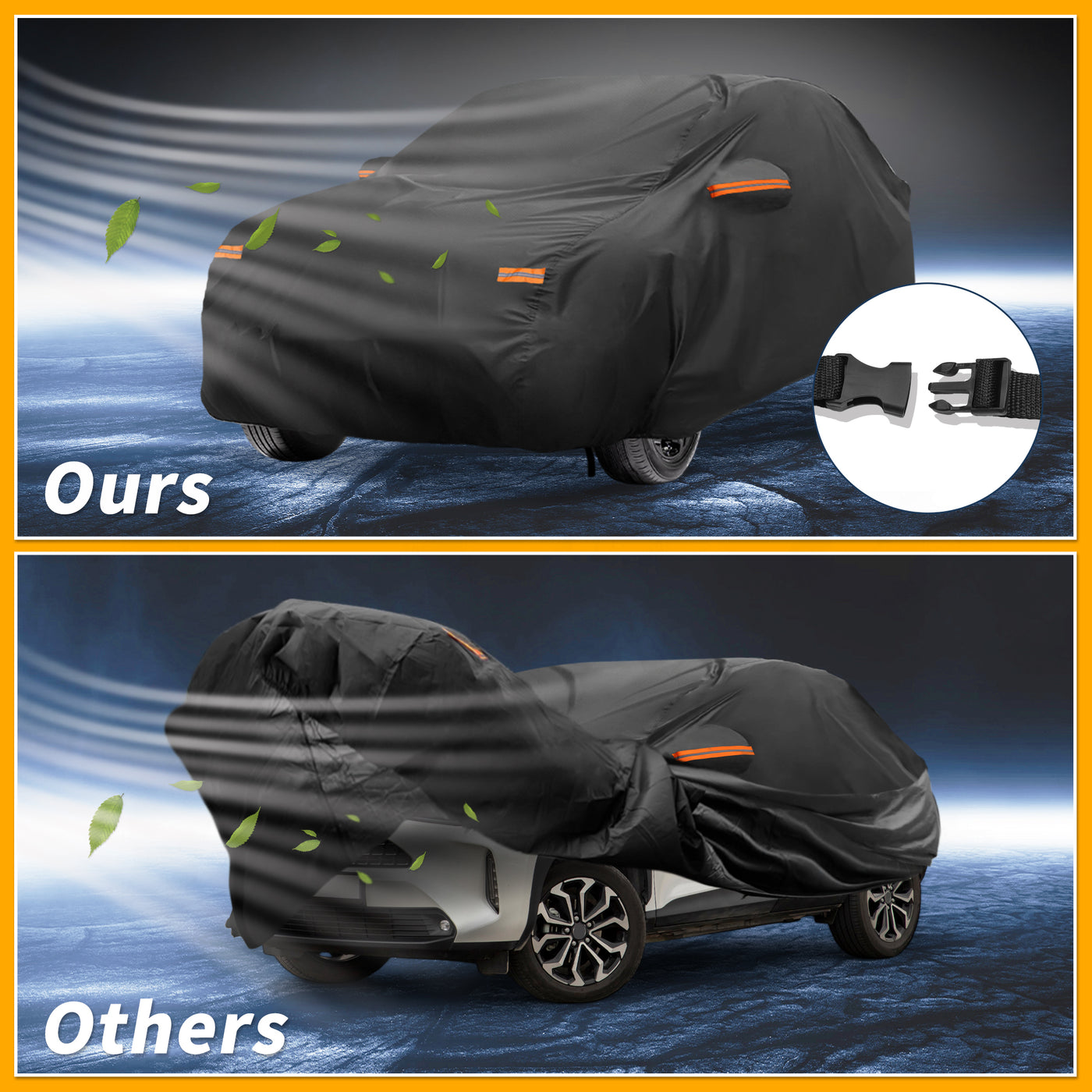 Partuto Car Cover Waterproof All Weather Automotive Outdoor Anti-UV Sun Rain Protection Full Exterior Cover for Toyota Yaris Cross Aluminum Film Black W/Zipper