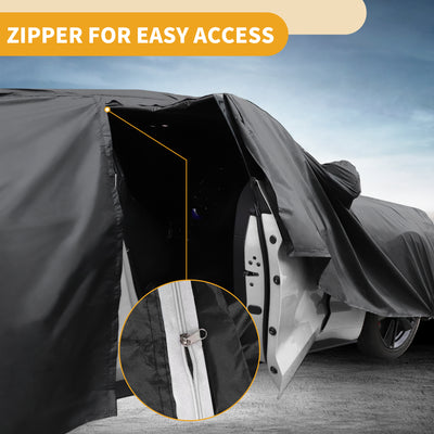 Harfington Car Cover Waterproof All Weather Automotive Outdoor Anti-UV Sun Rain Protection Full Exterior Cover for Toyota Yaris Cross Aluminum Film Black W/Zipper