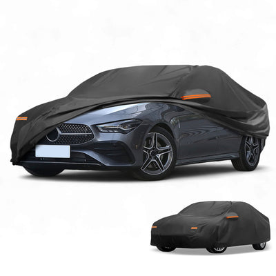 Harfington Car Cover Waterproof All Weather Sun Rain Protection Full Exterior Cover for Mercedes Benz CLA 2013-2024 Aluminum Film Black with Reflective Strips