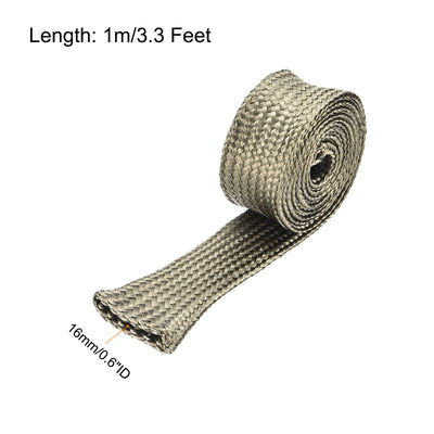 Harfington Heat Shield Sleeve 0.6" ID 3.3Ft Fuel Line Heat Shield Sleeve 800℃ Titanium