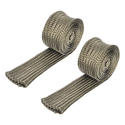 Harfington 2Pcs Heat Shield Sleeve 0.6" ID 3Ft Fuel Line Heat Shield Sleeve 800℃ Titanium