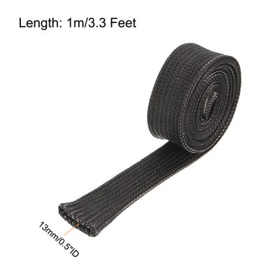 Harfington Heat Shield Sleeve 0.5" ID 3.3Ft Fuel Line Heat Shield Sleeve 500℃ Black