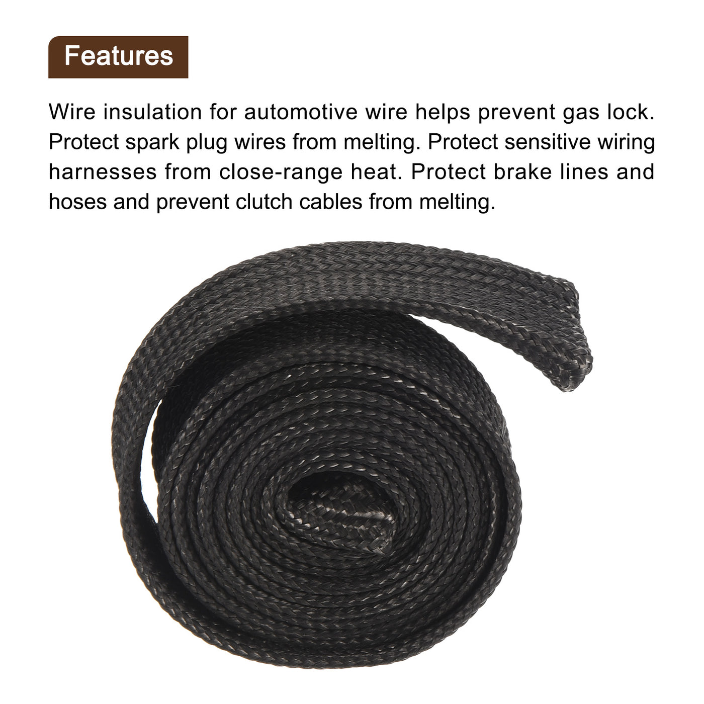 Harfington Heat Shield Sleeve 0.5" ID 3.3Ft Fuel Line Heat Shield Sleeve 500℃ Black