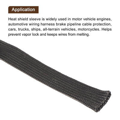 Harfington Heat Shield Sleeve 0.5" ID 3.3Ft Fuel Line Heat Shield Sleeve 500℃ Black