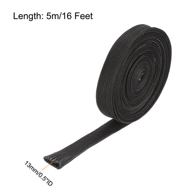 Harfington Heat Shield Sleeve 0.5" ID 16Ft Fuel Line Heat Shield Sleeve 500℃ Black