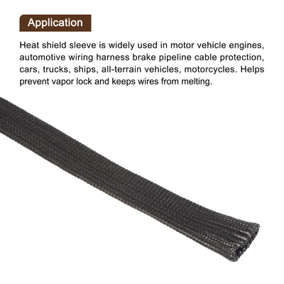 Harfington Heat Shield Sleeve 0.5" ID 16Ft Fuel Line Heat Shield Sleeve 500℃ Black