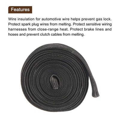 Harfington 2 Pcs Heat Shield Sleeve 0.5" ID 10 Feet Fuel Line Heat Shield Sleeve 500℃ Black