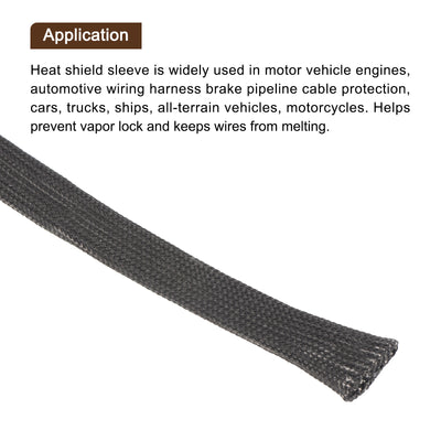 Harfington 2 Pcs Heat Shield Sleeve 0.5" ID 10 Feet Fuel Line Heat Shield Sleeve 500℃ Black