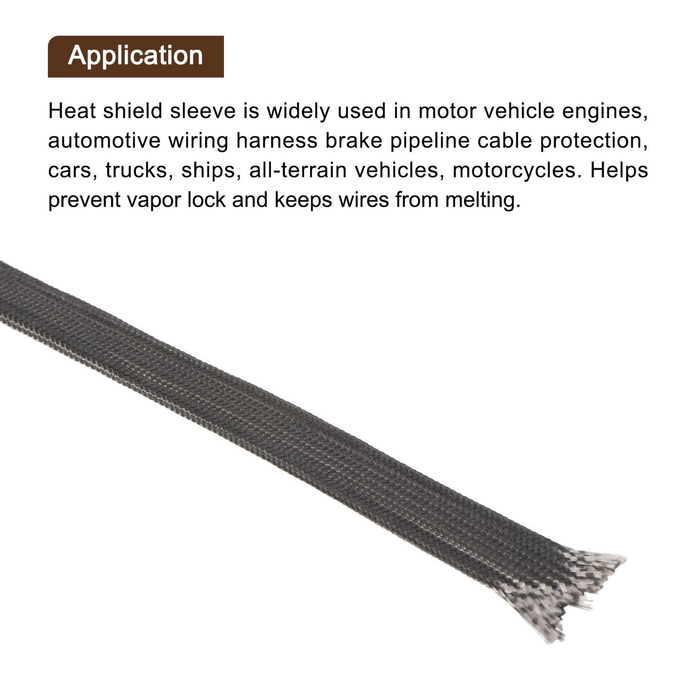 Harfington Heat Shield Sleeve 0.3" ID 6.6Ft Fuel Line Heat Shield Sleeve 500℃ Black