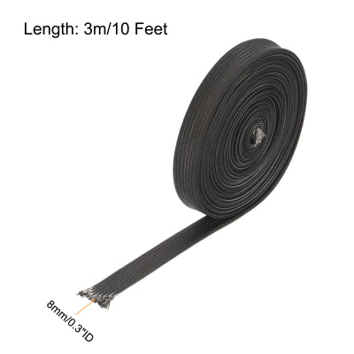 Harfington Heat Shield Sleeve 0.3" ID 10Ft Fuel Line Heat Shield Sleeve 500℃ Black