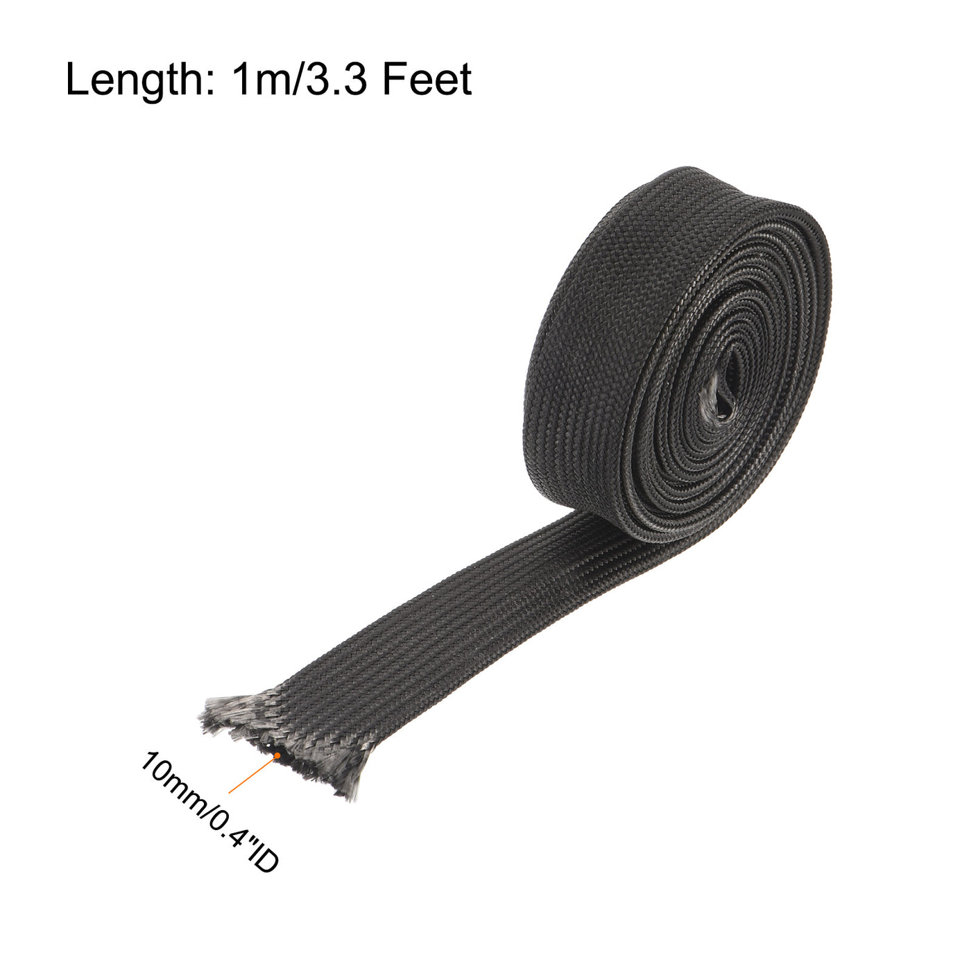 Harfington Heat Shield Sleeve 0.4" ID 3.3Ft Fuel Line Heat Shield Sleeve 500℃ Black