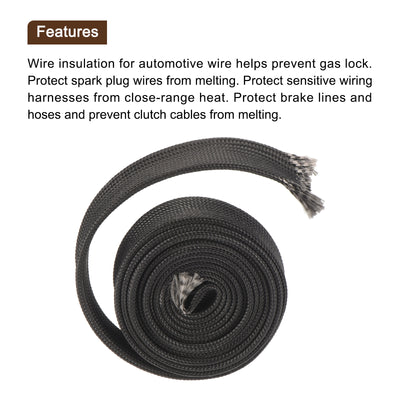 Harfington Heat Shield Sleeve 0.4" ID 3.3Ft Fuel Line Heat Shield Sleeve 500℃ Black