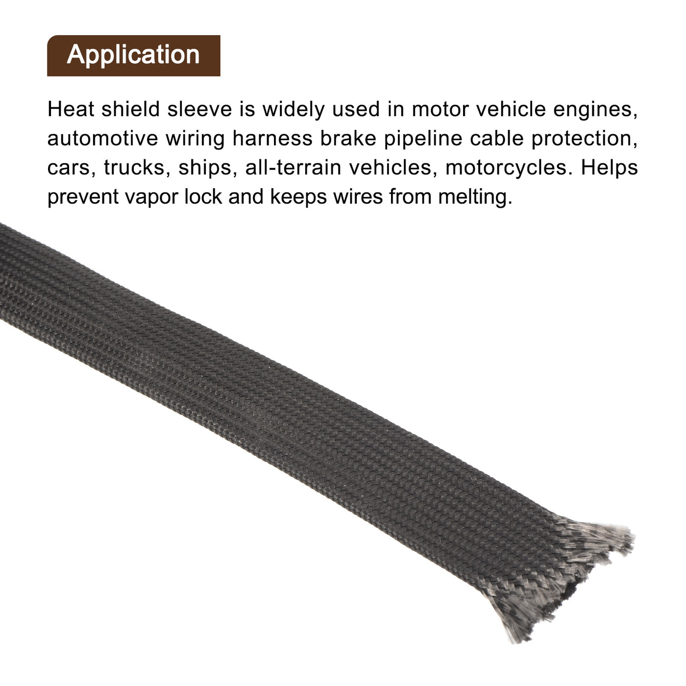 Harfington Heat Shield Sleeve 0.4" ID 3.3Ft Fuel Line Heat Shield Sleeve 500℃ Black