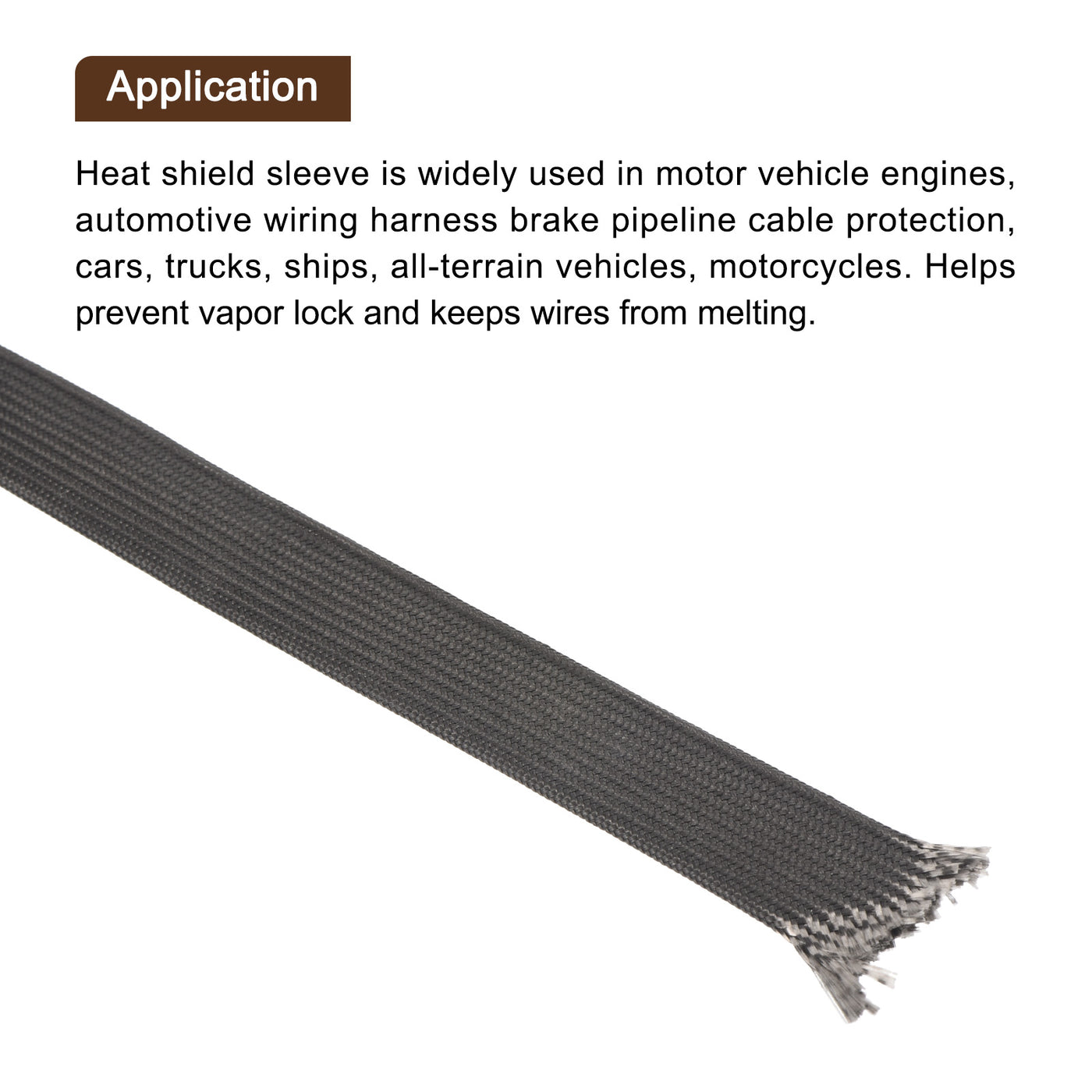 Harfington Heat Shield Sleeve 0.4" ID 6.6Ft Fuel Line Heat Shield Sleeve 500℃ Black