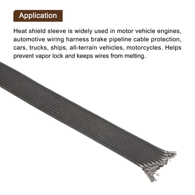 Harfington Heat Shield Sleeve 0.4" ID 6.6Ft Fuel Line Heat Shield Sleeve 500℃ Black