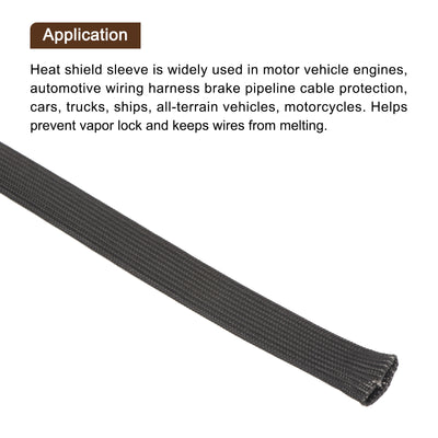 Harfington Heat Shield Sleeve 0.4" ID 16Ft Fuel Line Heat Shield Sleeve 500℃ Black