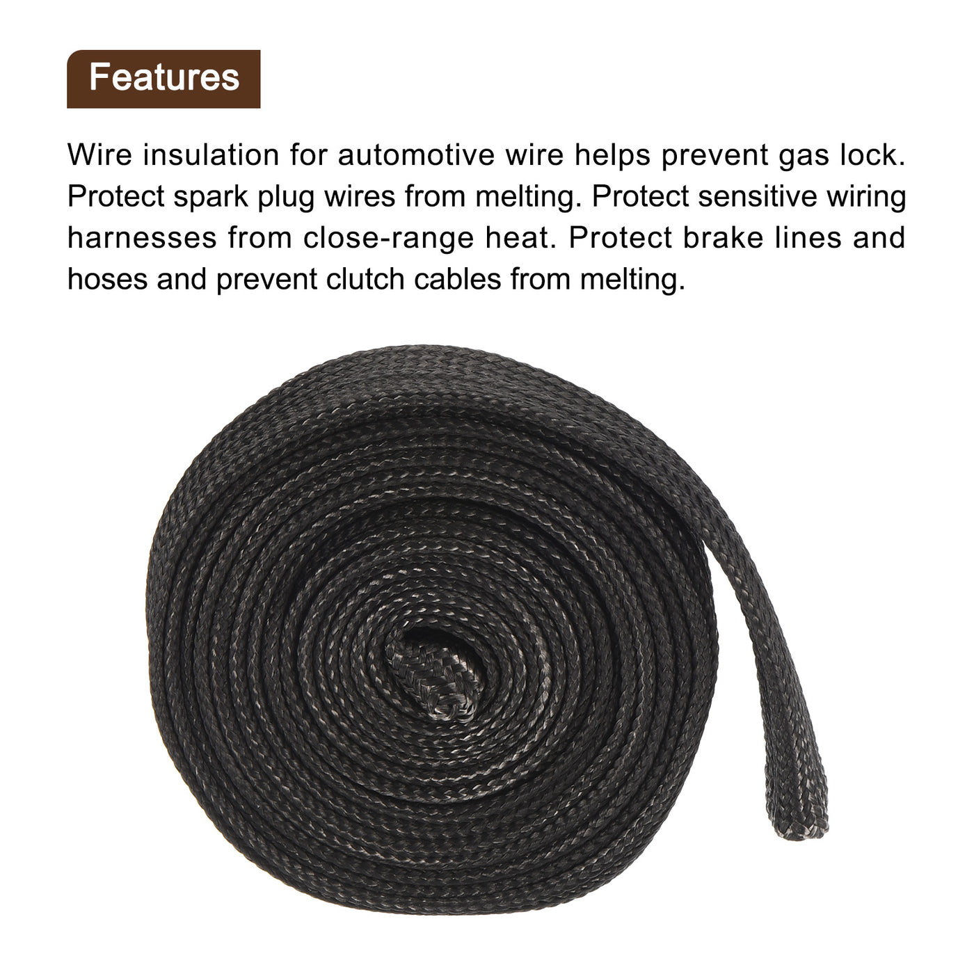 Harfington Heat Shield Sleeve 0.5" ID 6.6Ft Fuel Line Heat Shield Sleeve 500℃ Black