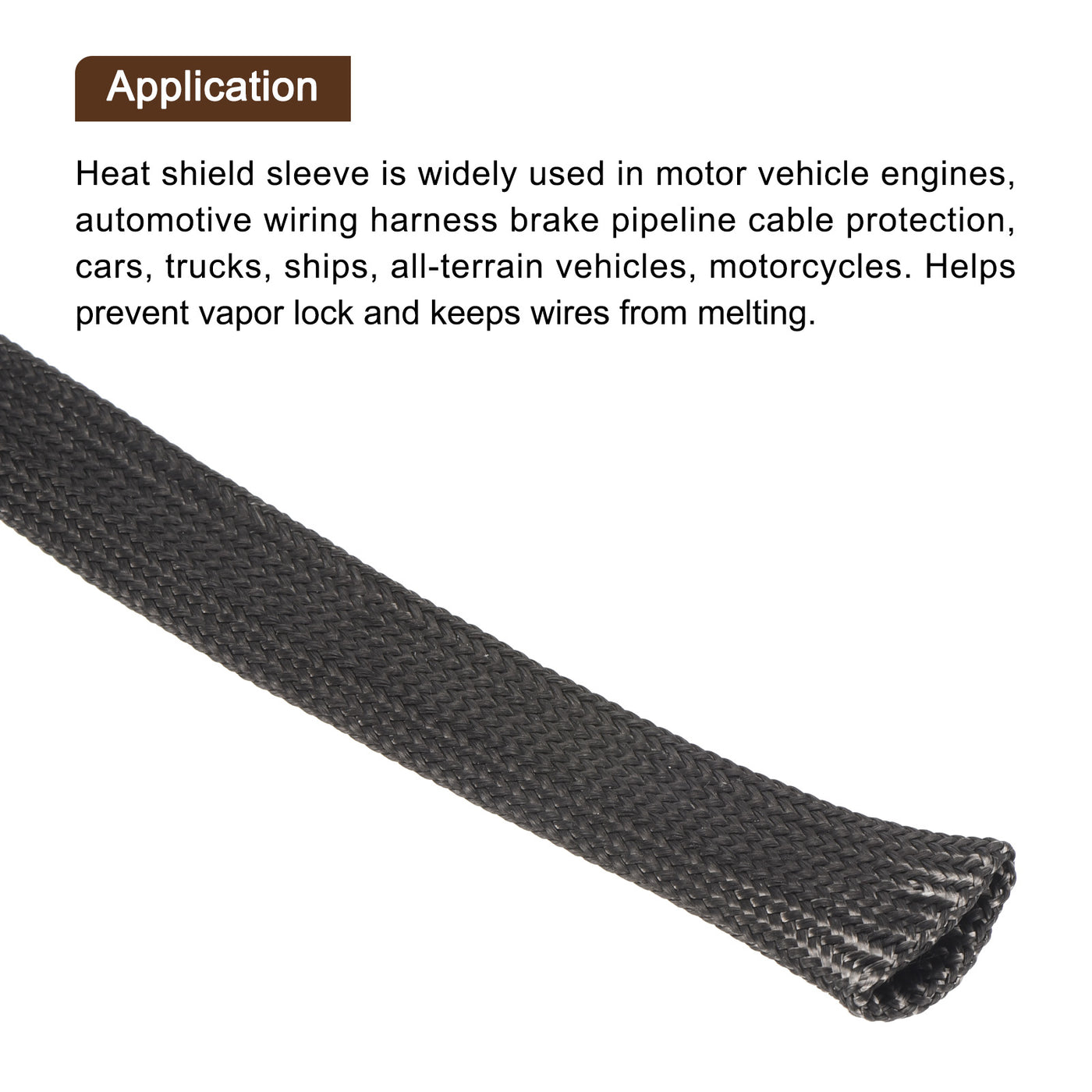 Harfington Heat Shield Sleeve 0.5" ID 6.6Ft Fuel Line Heat Shield Sleeve 500℃ Black