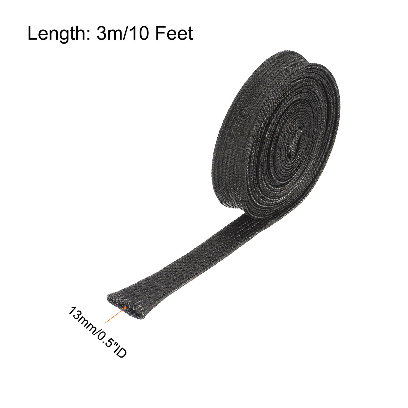 Harfington Heat Shield Sleeve 0.5" ID 10Ft Fuel Line Heat Shield Sleeve 500℃ Black