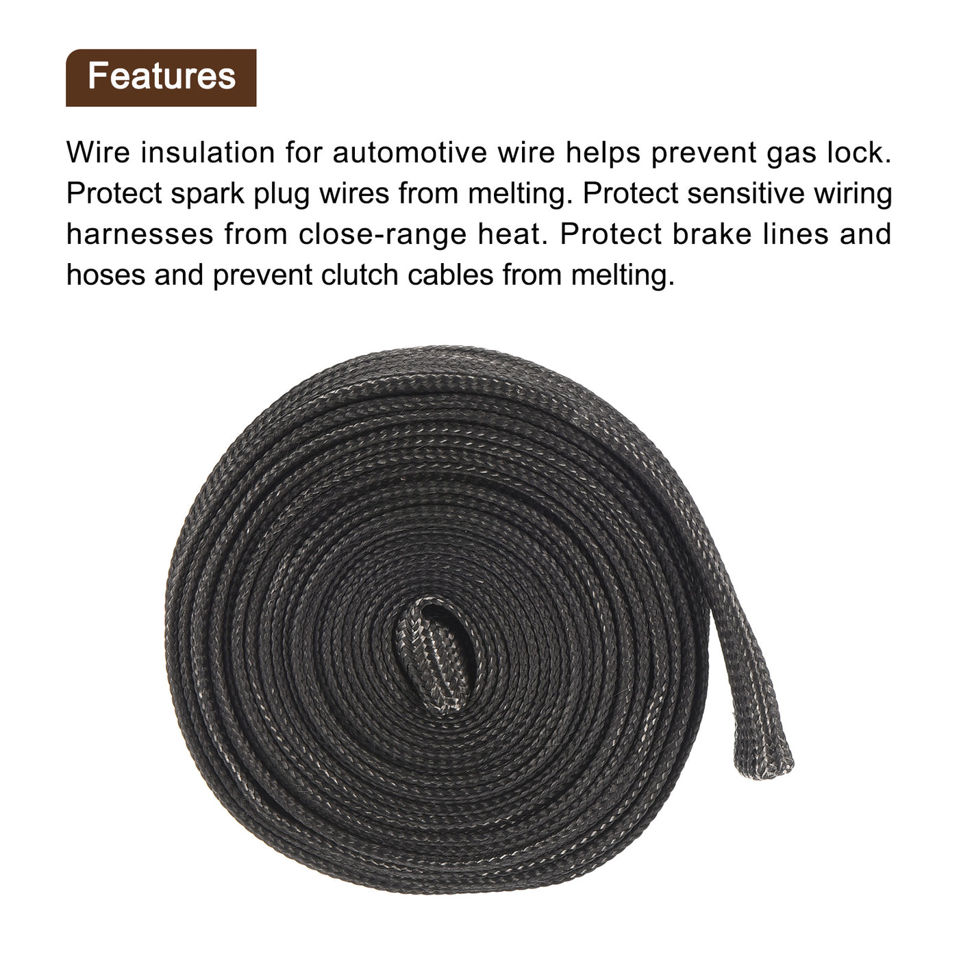 Harfington Heat Shield Sleeve 0.5" ID 10Ft Fuel Line Heat Shield Sleeve 500℃ Black