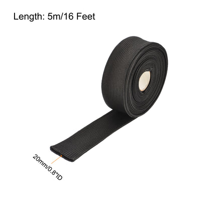 Harfington Heat Shield Sleeve 0.8" ID 16Ft Fuel Line Heat Shield Sleeve 500℃ Black