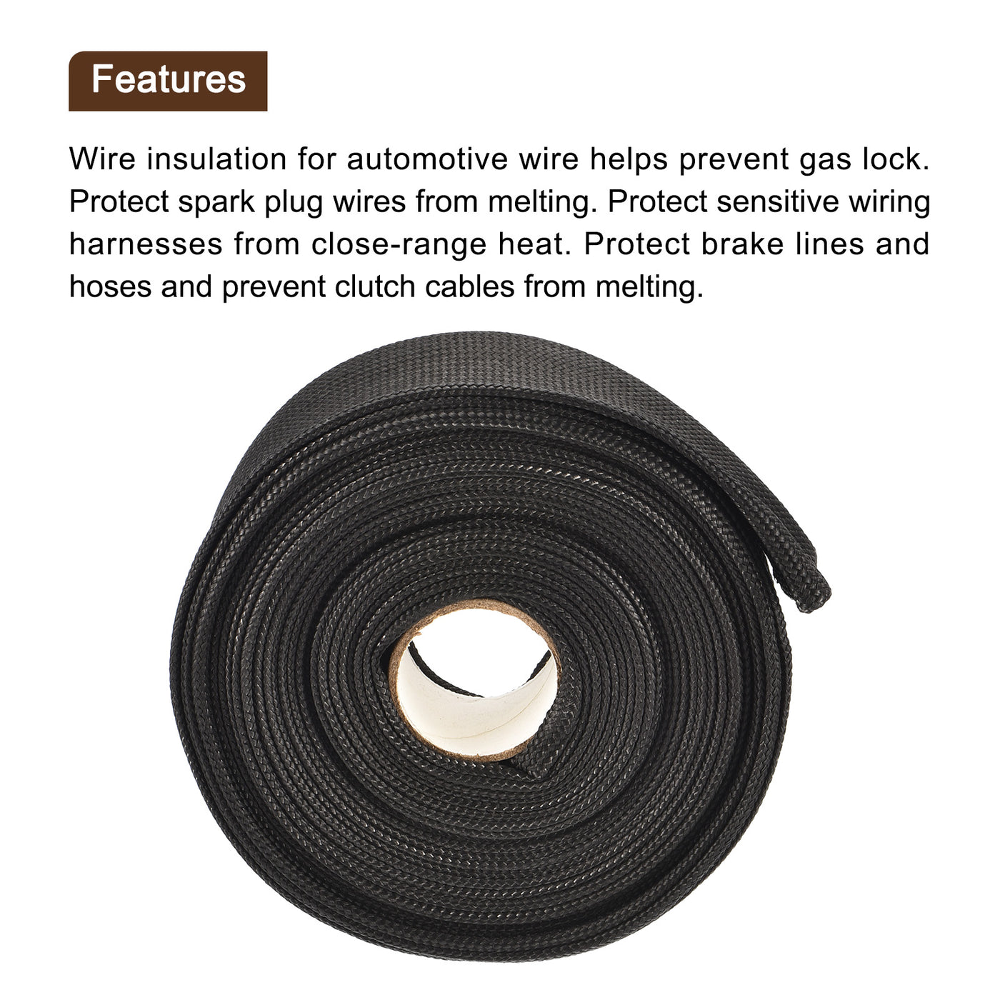 Harfington Heat Shield Sleeve 0.8" ID 16Ft Fuel Line Heat Shield Sleeve 500℃ Black