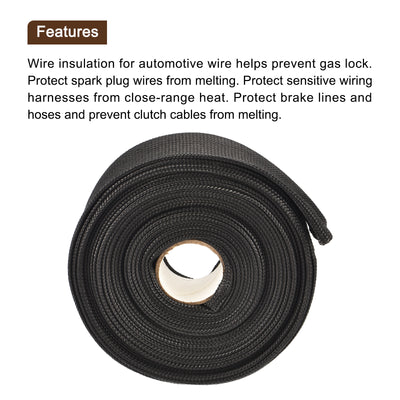 Harfington Heat Shield Sleeve 0.8" ID 16Ft Fuel Line Heat Shield Sleeve 500℃ Black