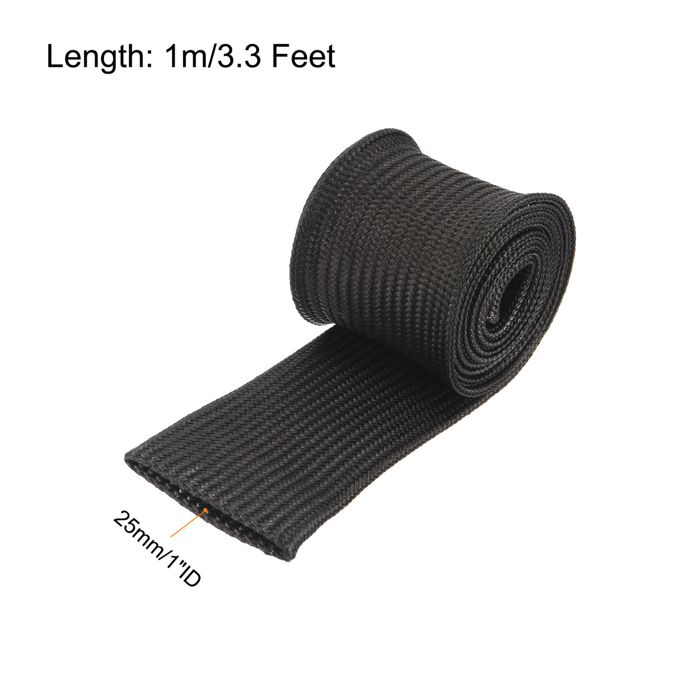 Harfington Heat Shield Sleeve 1" ID 3.3Ft Fuel Line Heat Shield Sleeve 500℃ Black