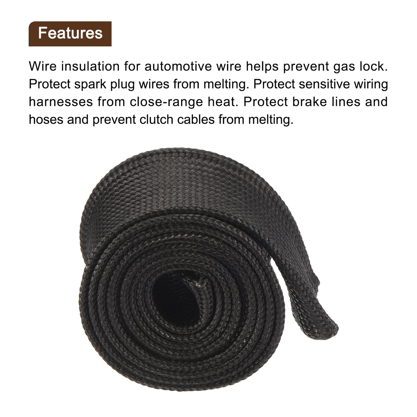 Harfington Heat Shield Sleeve 1" ID 3.3Ft Fuel Line Heat Shield Sleeve 500℃ Black