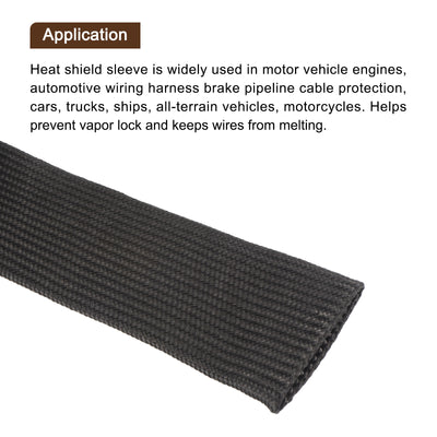 Harfington Heat Shield Sleeve 1" ID 3.3Ft Fuel Line Heat Shield Sleeve 500℃ Black