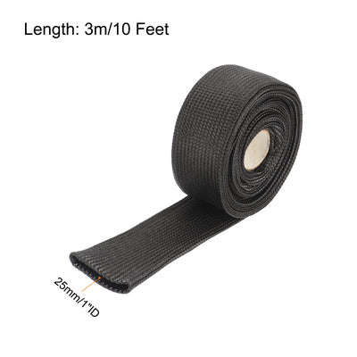 Harfington Heat Shield Sleeve 1" ID 10Ft Fuel Line Heat Shield Sleeve 500℃ Black