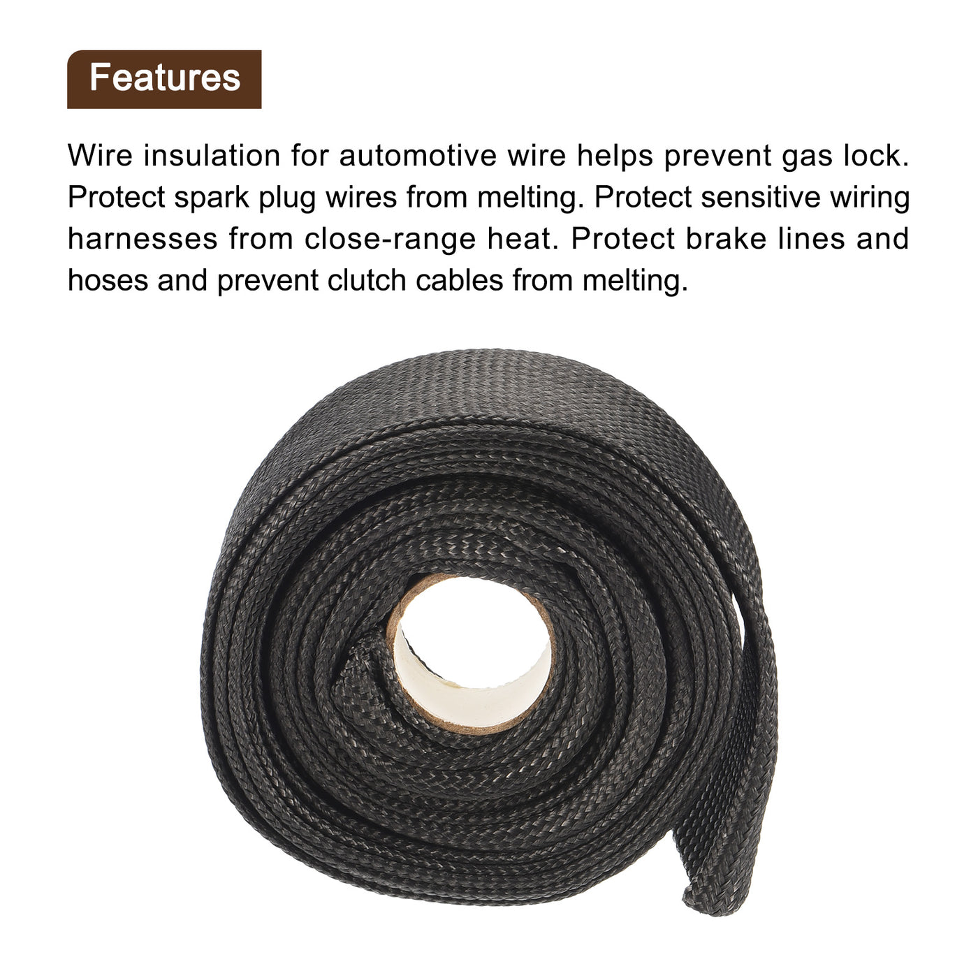 Harfington Heat Shield Sleeve 1" ID 10Ft Fuel Line Heat Shield Sleeve 500℃ Black