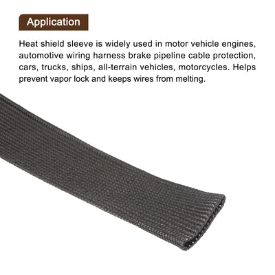 Harfington Heat Shield Sleeve 1" ID 10Ft Fuel Line Heat Shield Sleeve 500℃ Black