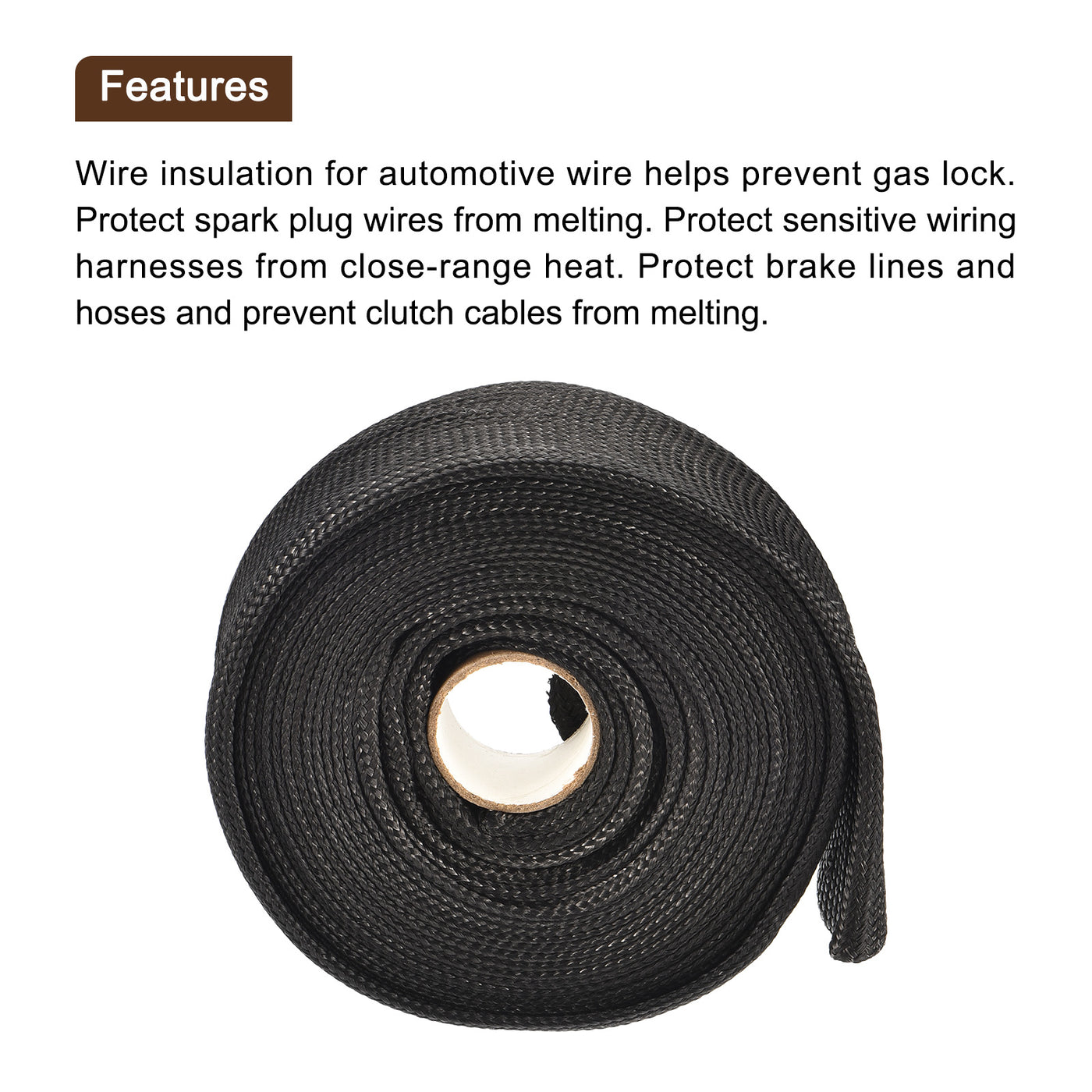 Harfington Heat Shield Sleeve 1" ID 16Ft Fuel Line Heat Shield Sleeve 500℃ Black