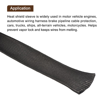 Harfington Heat Shield Sleeve 1" ID 16Ft Fuel Line Heat Shield Sleeve 500℃ Black