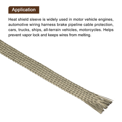 Harfington Heat Shield Sleeve 0.2" ID 6.6Ft Fuel Line Heat Shield Sleeve 800℃ Titanium