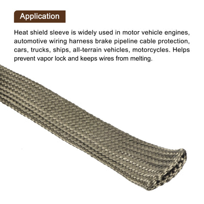 Harfington 2Pcs Heat Shield Sleeve 0.6" ID 6.6Ft Fuel Line Heat Shield Sleeve 800℃ Titanium