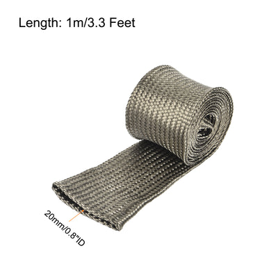 Harfington Heat Shield Sleeve 0.8" ID 3.3Ft Fuel Line Heat Shield Sleeve 800℃ Titanium