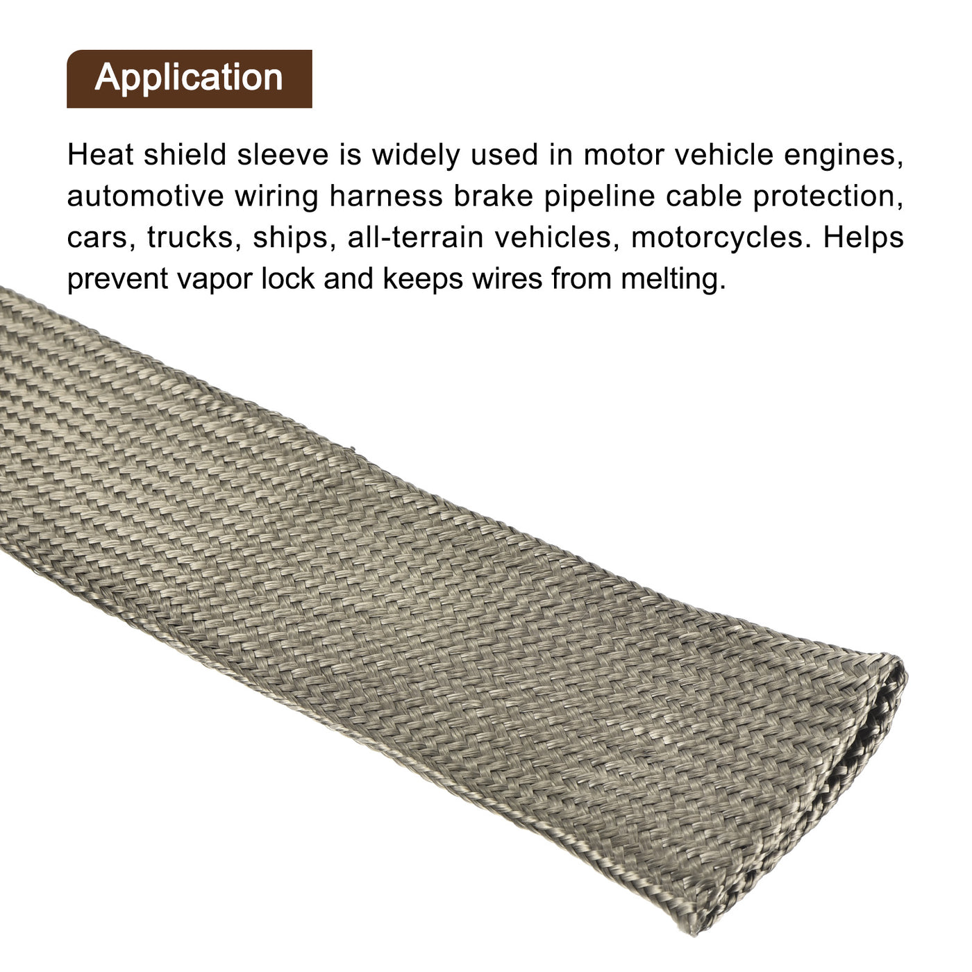 Harfington Heat Shield Sleeve 0.8" ID 3.3Ft Fuel Line Heat Shield Sleeve 800℃ Titanium