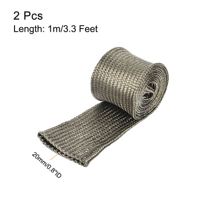 Harfington 2Pcs Heat Shield Sleeve 0.8" ID 3.3Ft Fuel Line Heat Shield Sleeve 800℃ Titanium